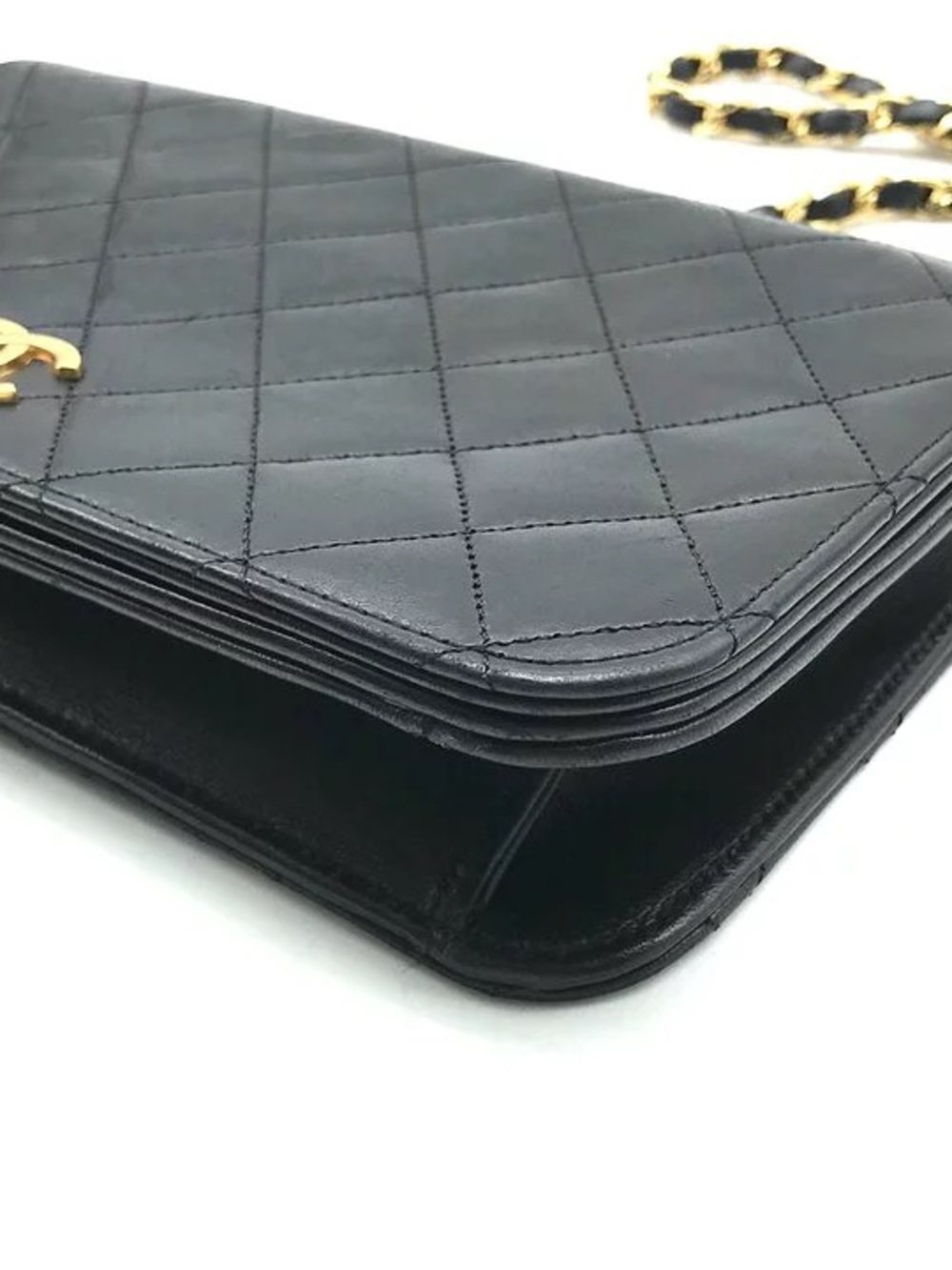 Authentic CHANEL 24k gold plated black lambskin classic flap shoulder bag - Picture 7 of 12